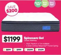 ComfortStyle Furniture & Bedding Spinecare Gel Queen Mattress offer