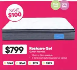 ComfortStyle Furniture & Bedding Restcare Gel Queen Mattress offer
