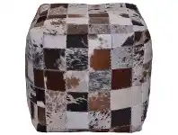LivingStyles Morley Cowhide Patchwork Square Pouf offer