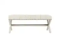 Regent Tufted Fabric Ottoman Bench, 115cm, Oatmeal