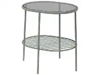 LivingStyles Aili Metal & Glass Side Table, Sage offer