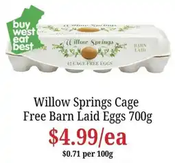 Farmer Jack's Willow Springs Cage Free Barn Laid Eggs offer