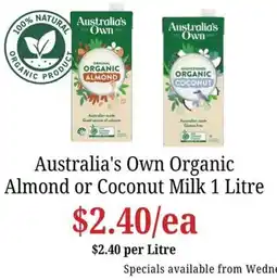 Farmer Jack's Australia's Own Organic Almond or Coconut Milk offer