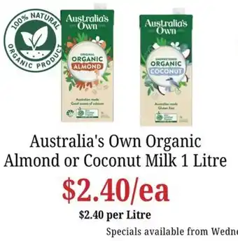 Australia's Own Organic Almond or Coconut Milk