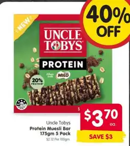 Spar Uncle Tobys Protein Muesli Bar offer