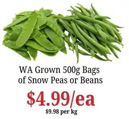 Farmer Jack's WA Grown Snow Peas or Beans offer