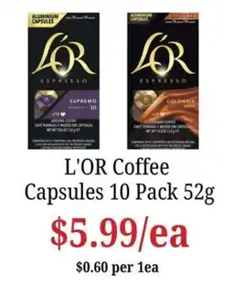 Farmer Jack's L'OR Coffee Capsules offer