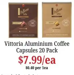 Farmer Jack's Vittoria Aluminium Coffee Capsules offer