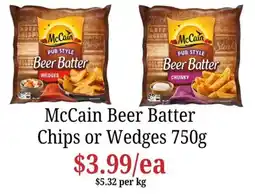 Farmer Jack's McCain Beer Batter Chips or Wedges offer