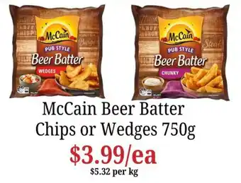 Farmer Jack's McCain Beer Batter Chips or Wedges offer