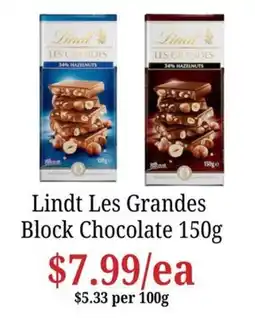 Farmer Jack's Lindt Les Grandes Block Chocolate offer