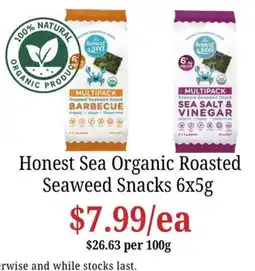 Farmer Jack's Honest Sea Organic Roasted Seaweed Snacks offer