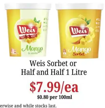 Weis Sorbet or Half and Half
