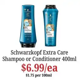 Farmer Jack's Schwarzkopf Extra Care Shampoo or Conditioner offer