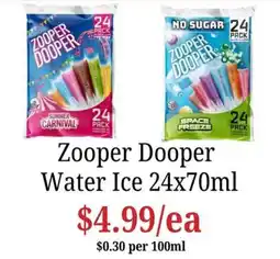 Farmer Jack's Zoooper Dooper Water Ice offer