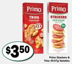 Friendly Grocer Primo Stackers & Trios 45-57g Varieties offer