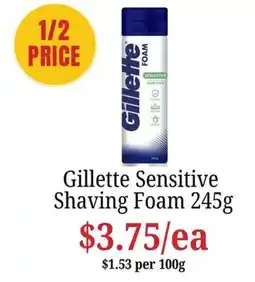 Farmer Jack's Gillette Sensitive Shaving Foam offer