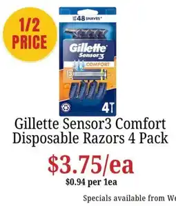 Farmer Jack's Gillette Sensor3 Comfort Disposable Razors offer