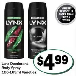 Friendly Grocer Lynx Deodorant Body Spray Varieties offer