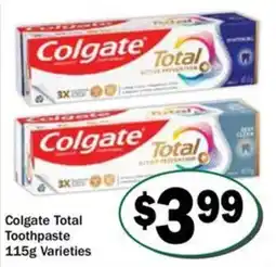 Friendly Grocer Colgate Total Toothpaste Varieties offer