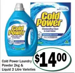Friendly Grocer Cold Power Laundry Powder 2kg & Liquid 2 Litre Varieties offer