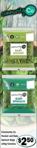 Friendly Grocer Community Co Rocket and Baby Spinach Bags offer