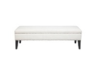 LivingStyles Manhattan Studded Fabric Ottoman Bench, 140cm, Light Beige offer