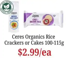 Farmer Jack's Ceres Organics Rice Crackers or Cakes offer