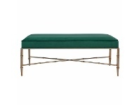 Clara Velvet Fabric & Metal Ottoman Bench, 120cm, Emerald