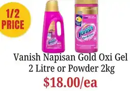 Farmer Jack's Vanish Napisan Gold Oxi Gel or Powder offer