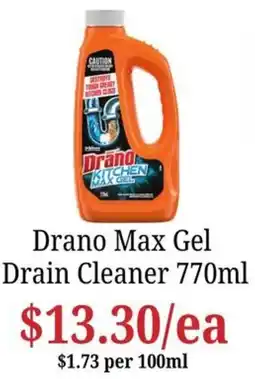 Farmer Jack's Drano Max Gel Drain Cleaner offer