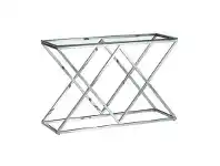 LivingStyles Morda Glass Topped Stainless Steel Console Table, 120cm offer