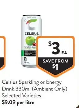 Foodworks Celsius Sparkling or Energy Drink offer