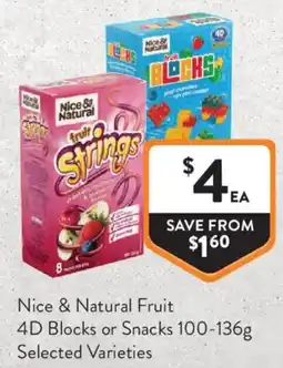 Foodworks Nice & Natural Fruit Strings or Blocks offer