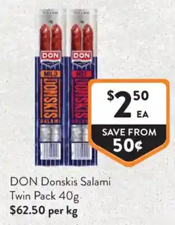 Foodworks DON Donskis Salami Twin Pack offer