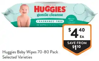 Foodworks Huggies Baby Wipes 70-80 Pack offer
