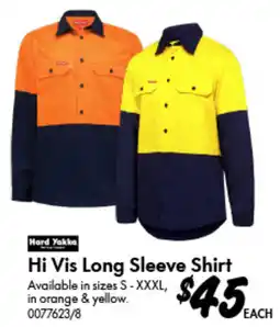 Bunnings Hard Yakka Hi Vis Long Sleeve Shirt offer