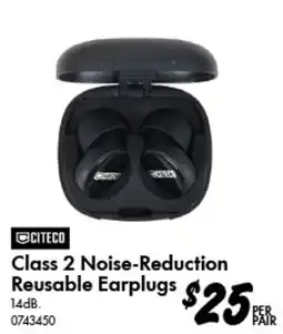 Bunnings Citeco Class 2 Noise-Reduction Reusable Earplugs offer