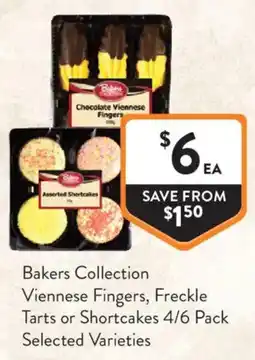 Foodworks Bakers Collection Viennese Fingers, Freckle Tarts or Shortcakes offer