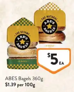 Foodworks ABES Bagels offer