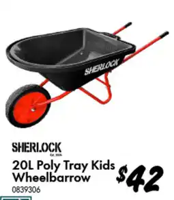 Bunnings Sherlock 20L Poly Tray Kids Wheelbarrow offer