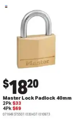 Mitre 10 Master Lock Padlock 40mm offer
