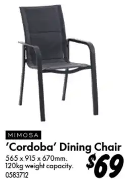 Bunnings Mimosa 'Cordoba' Dining Chair offer