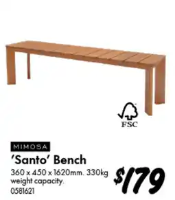 Bunnings Mimosa 'Santo' Bench offer