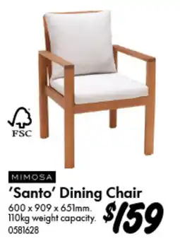 Bunnings Mimosa 'Santo' Dining Chair offer