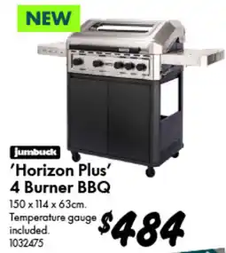 Bunnings jumbuck 'Horizon Plus' 4 Burner BBQ offer
