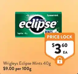 Foodworks Wrigleys Eclipse Mints offer
