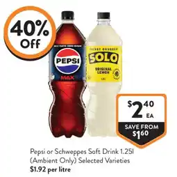 Foodworks Pepsi or Schweppes Soft Drink offer