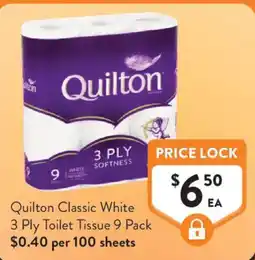 Foodworks Quilton Classic White 3 Ply Toilet Tissue offer