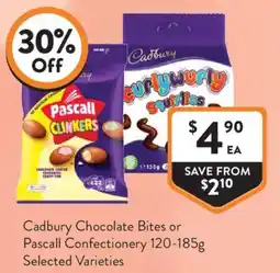 Foodworks Cadbury Chocolate Bites or Pascall Confectionery offer